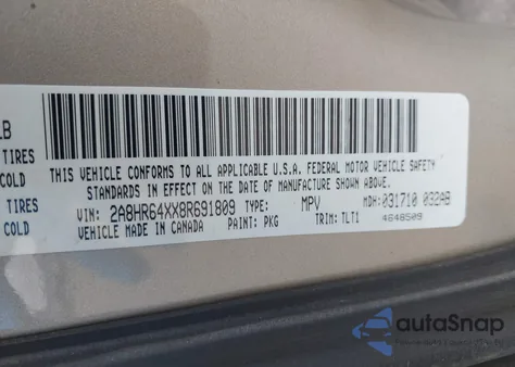 2008 Chrysler Town & Country Limited from USA, damaged, VIN 2A8HR64XX8R691809